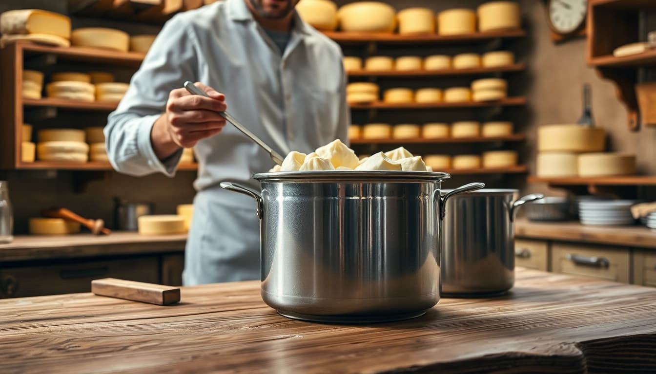 Maak gebruik van een kaasdoek om verse kaas goed te laten uitlekken in een gezellige keuken.