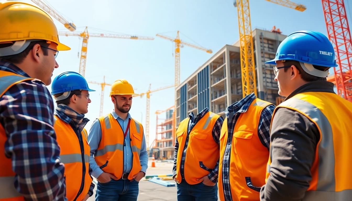 Construction quality management team actively inspecting a site to ensure standards are met.