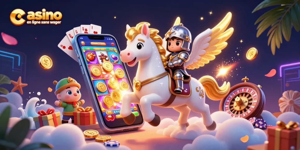 Découvrez un jeu excitant de casino en ligne sans wager avec des éléments de jeux et un cheval céleste.