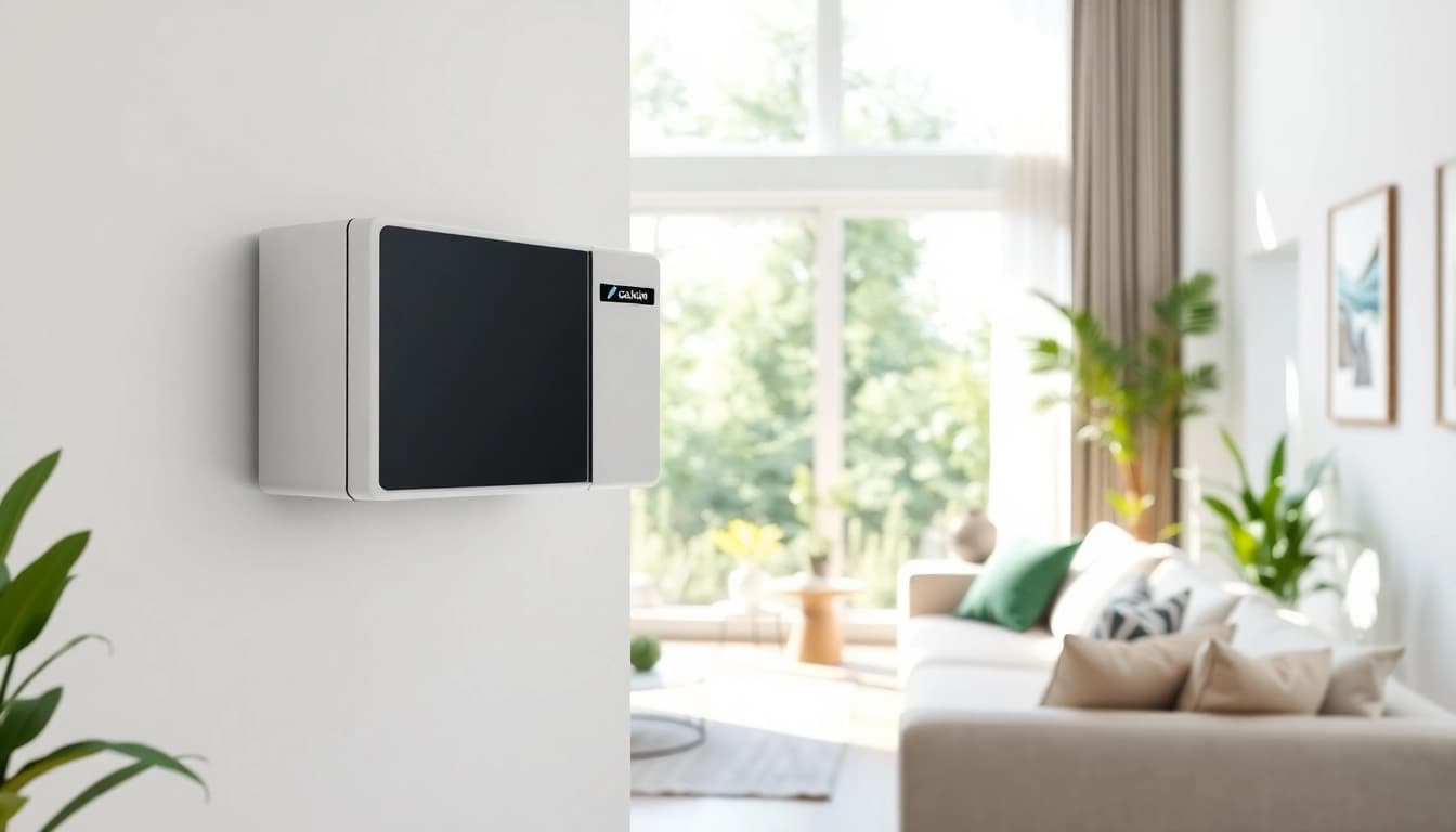 Install a daikin mini split ac for efficient cooling in a modern living room.