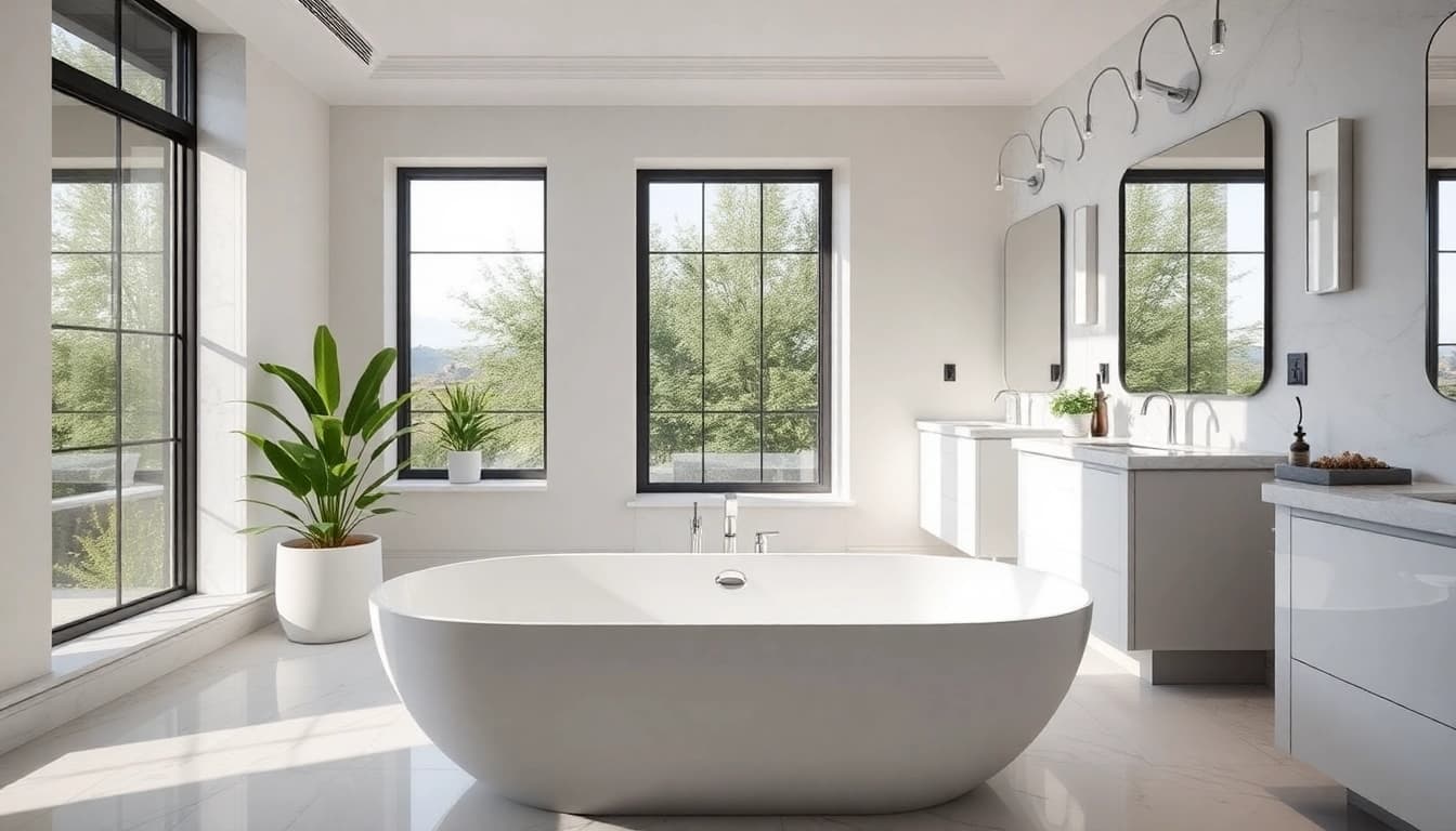 Stunning bathroom renovation Manchester featuring modern design with luxurious fixtures and serene ambiance.