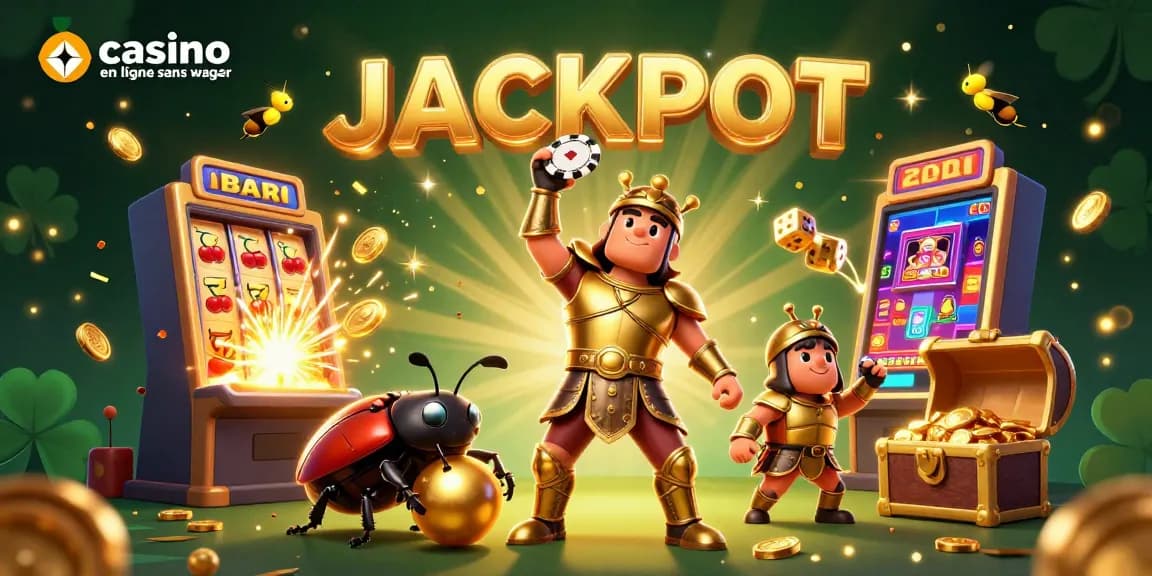 Découvrez un superbe visuel vibrant de casino en ligne sans wager avec un scarabée hercule en armure.