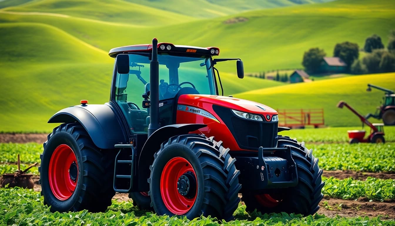 AF88 tractor operating in a vibrant agricultural landscape, emphasizing durability and innovation.