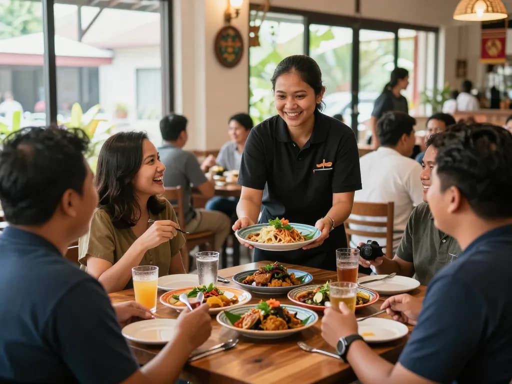 Delicious pokerseri dishes served in a vibrant restaurant setting with friendly staff and happy guests.
