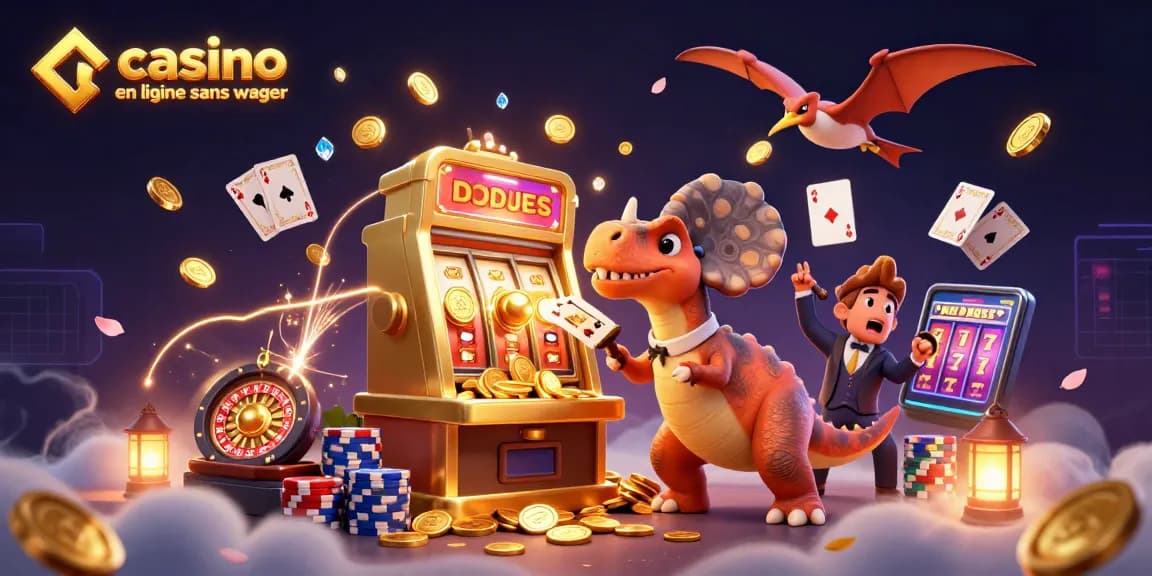 Jackpot sur une machine à sous avec casino en ligne sans wager, jeu animé et pièces dorées volantes.