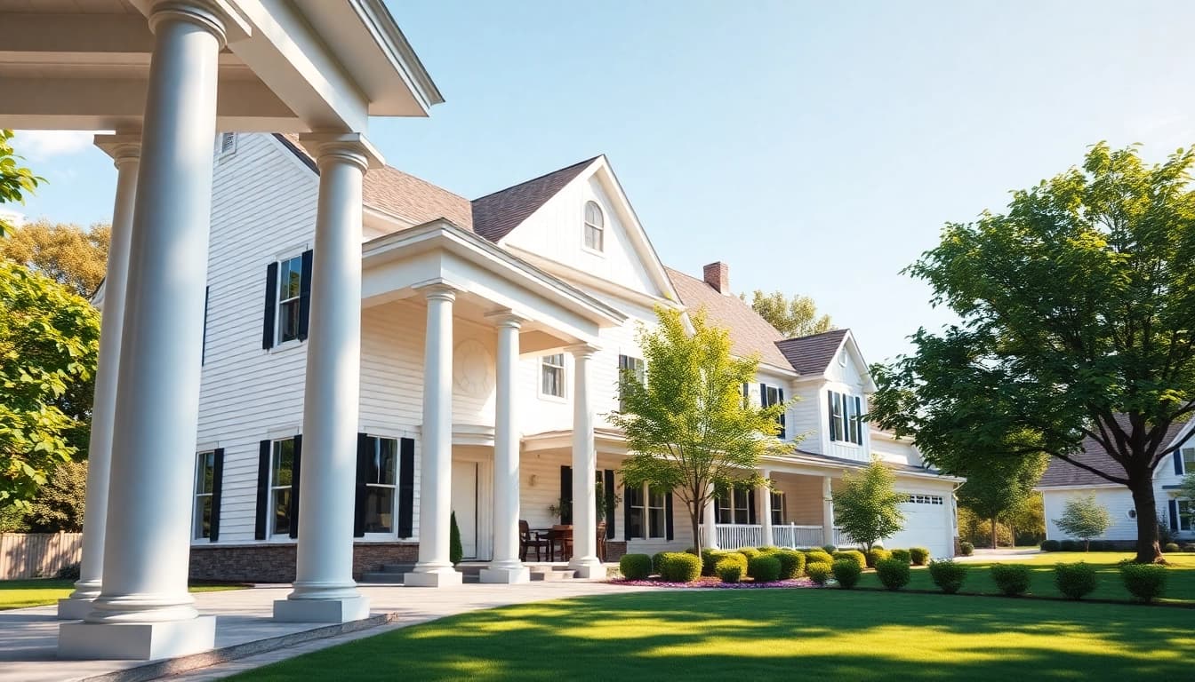 Showcasing colonial home new build construction with classic architecture in a serene setting.
