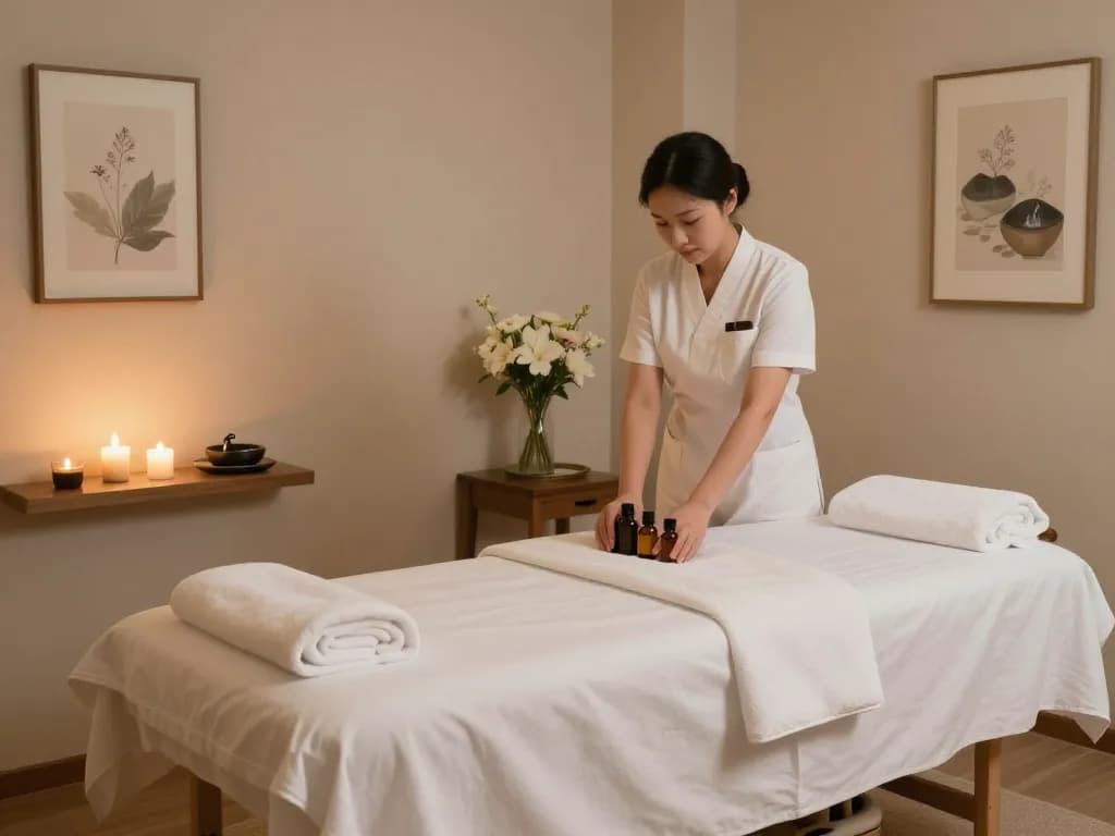 Serene spa room for 서초스웨디시 massage therapy with calming decor.