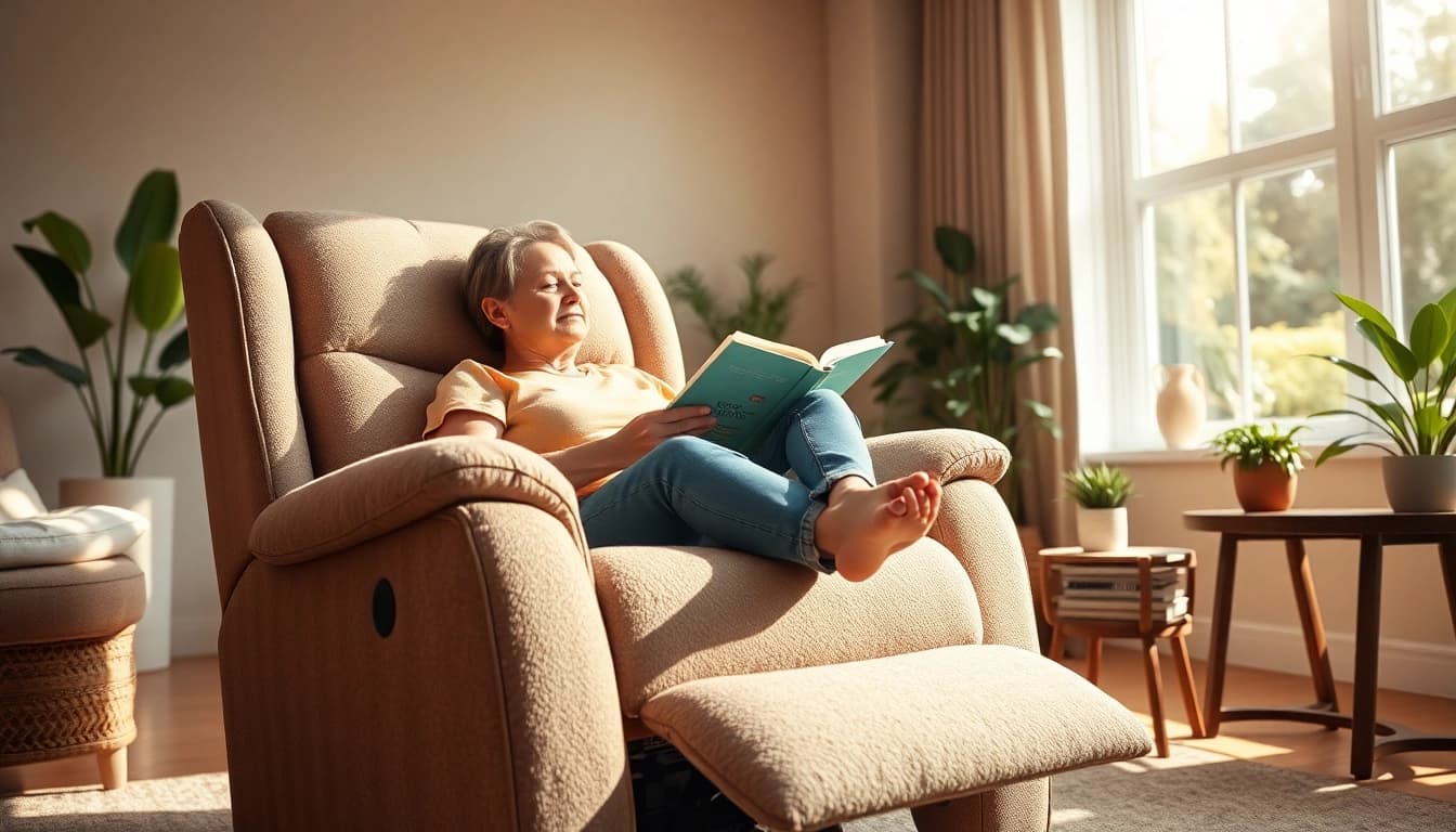 Experience the comfort of a heated lift chair in a cozy living room setting.