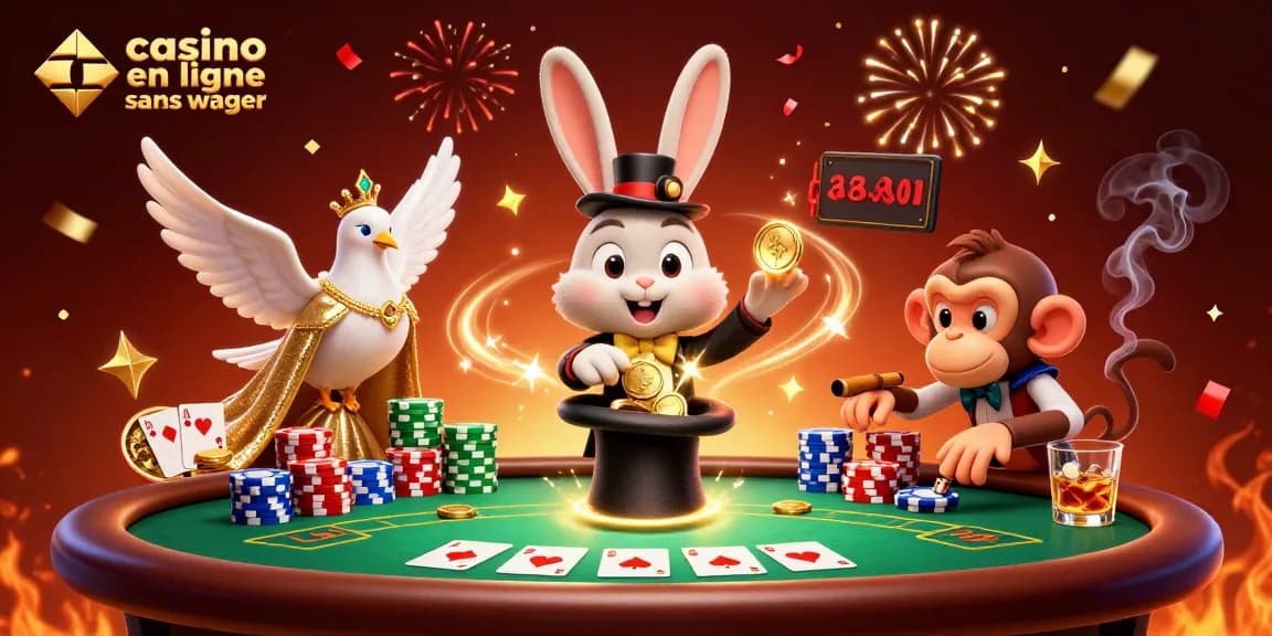 Illustrez vos gains sur les casinos en ligne sans wager avec des personnages captivants et des éléments de jeu festifs.