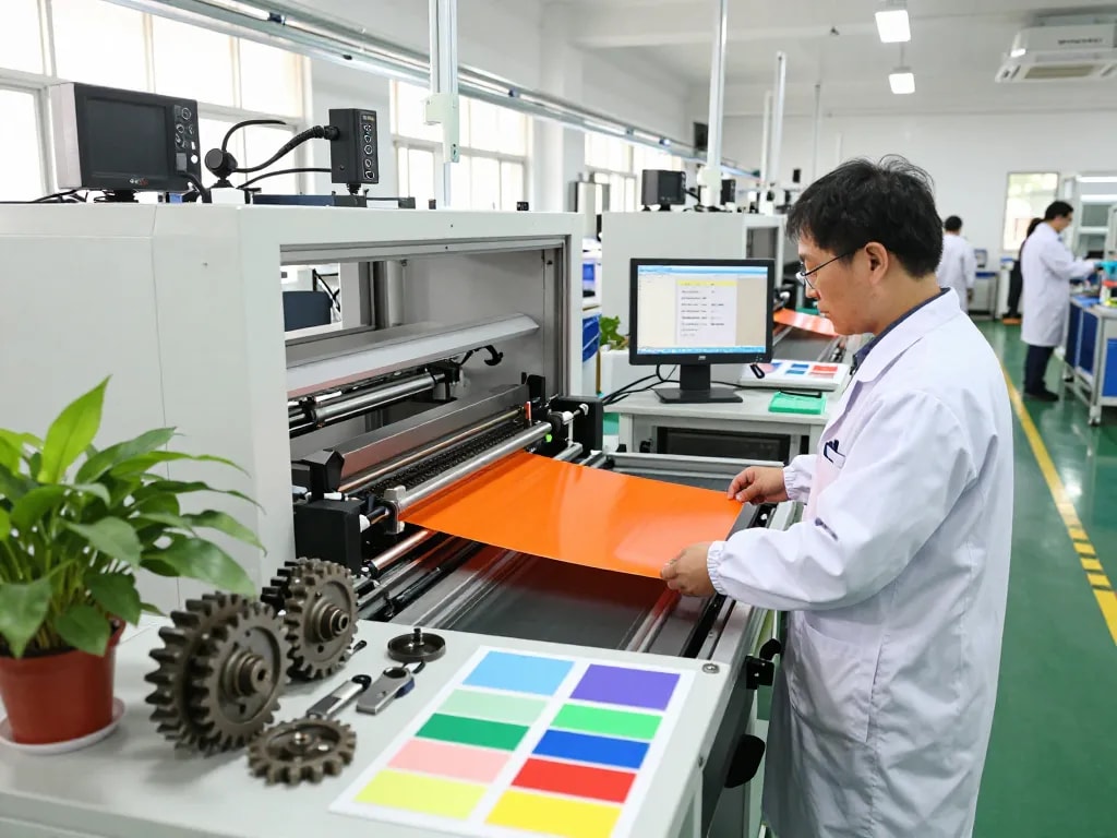 Bóc ép plastic ba đình production in a modern factory setting showcasing vibrant sheets and quality control processes.
