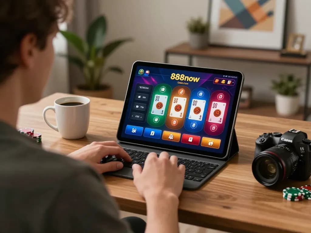 Engaging online betting action on tablet while exploring 888now com's vibrant interface.