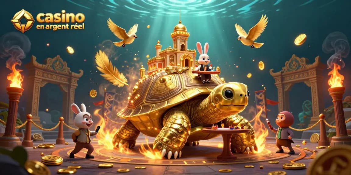 Gagnez au casino en ligne argent réel avec une tortue géante dorée et des jeux captivants.