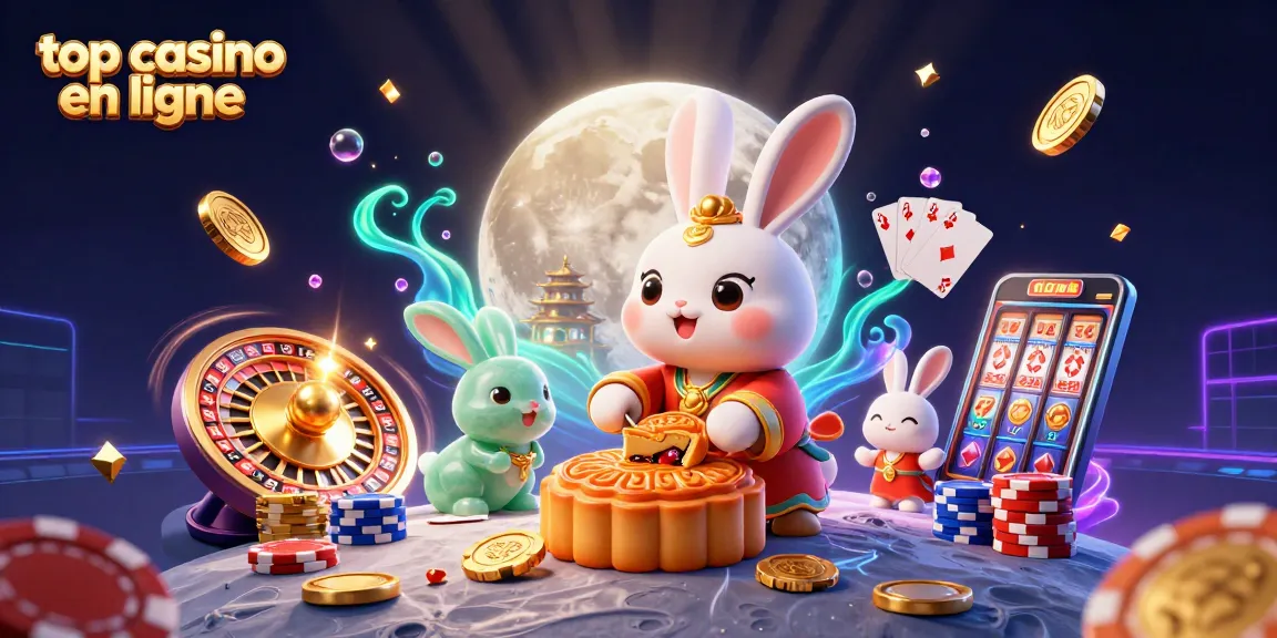 Jouez dans le top casino en ligne avec un lapin de lune et des pièces d'or brillantes