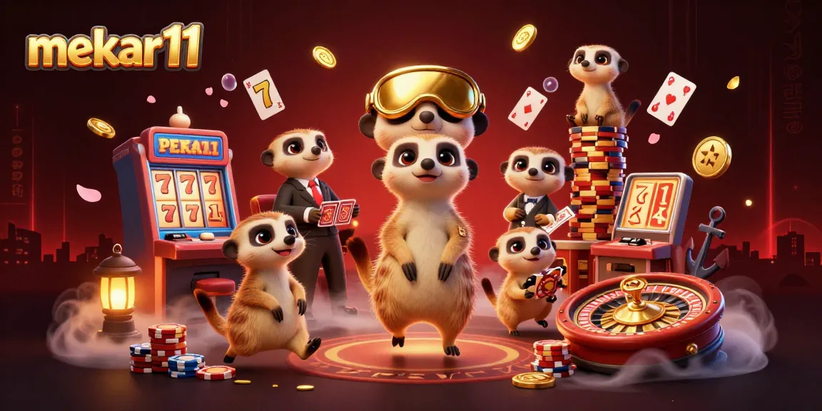 Experience the excitement of mekar11 casino with dynamic meerkats managing games and treasure amidst vibrant visuals.