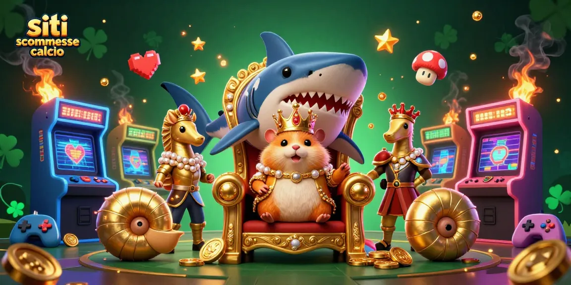 Scommetti sui siti scommesse calcio con un re gigante e guardie reali in un'illustrazione animata 3D vivace