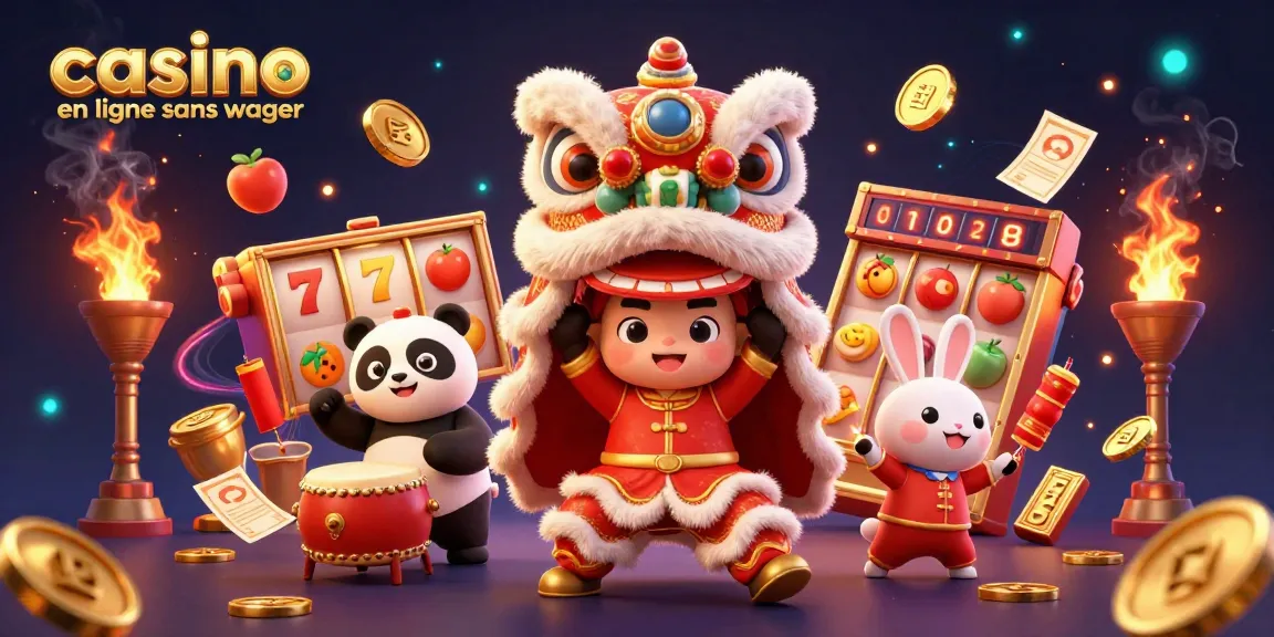Jouer à des jeux de casino en ligne sans wager avec des symboles colorés et des personnages festifs.