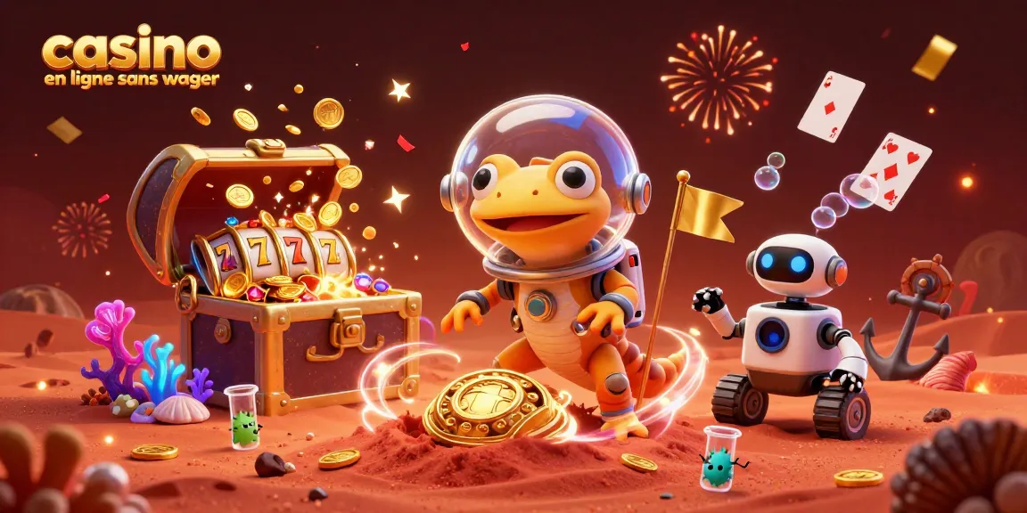 Jouer dans un casino en ligne sans wager avec un gécko martien épatant et une ambiance festive.