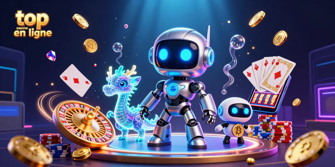 Explorez le top casino en ligne avec des éléments de jeu palpitants et un éclairage futuriste.
