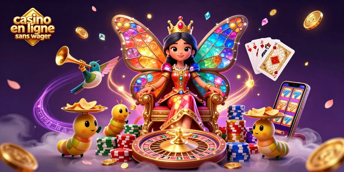 Profitez d'une expérience immersive avec le casino en ligne sans wager, illustrations captivantes de jeux et personnages.