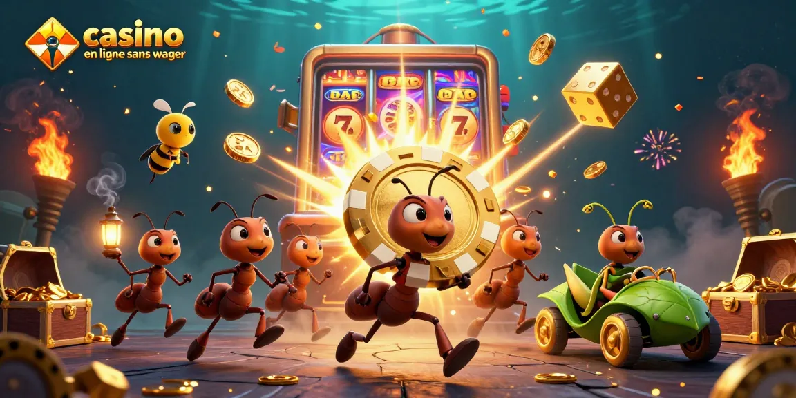 Casser un jackpot avec des fourmis transportant une puce de poker dans un casino en ligne sans wager.