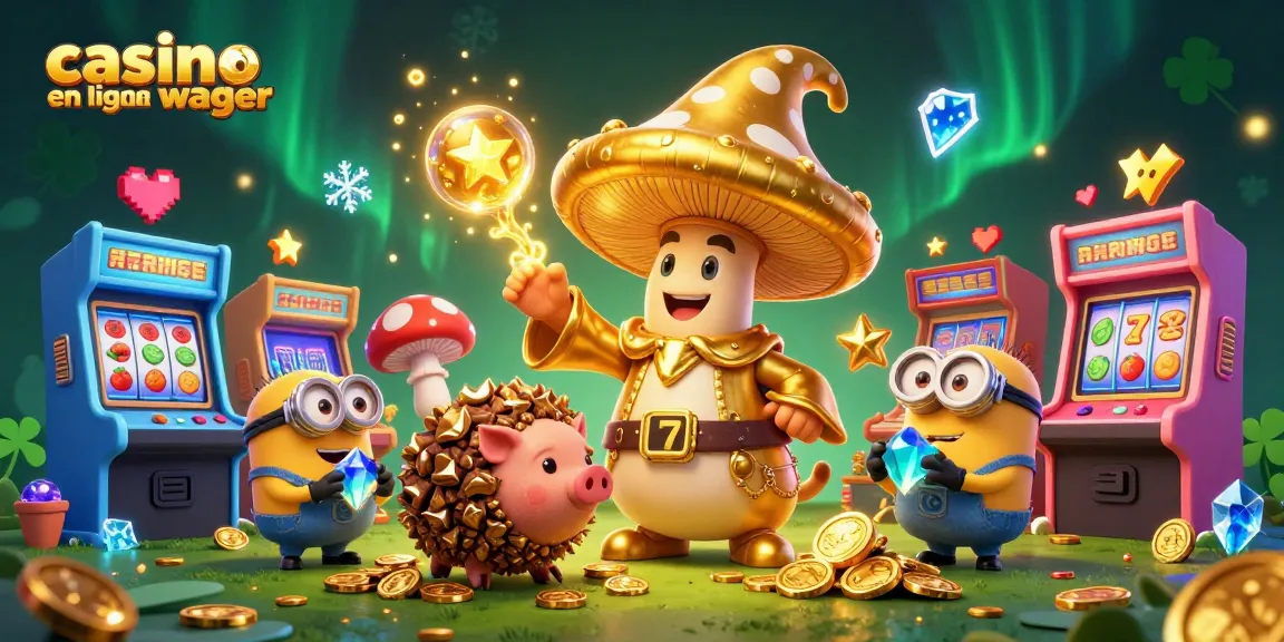 Image dynamique de jeu mettant en avant un casino en ligne sans wager avec des éléments colorés, jackpot et personnages fantastiques.