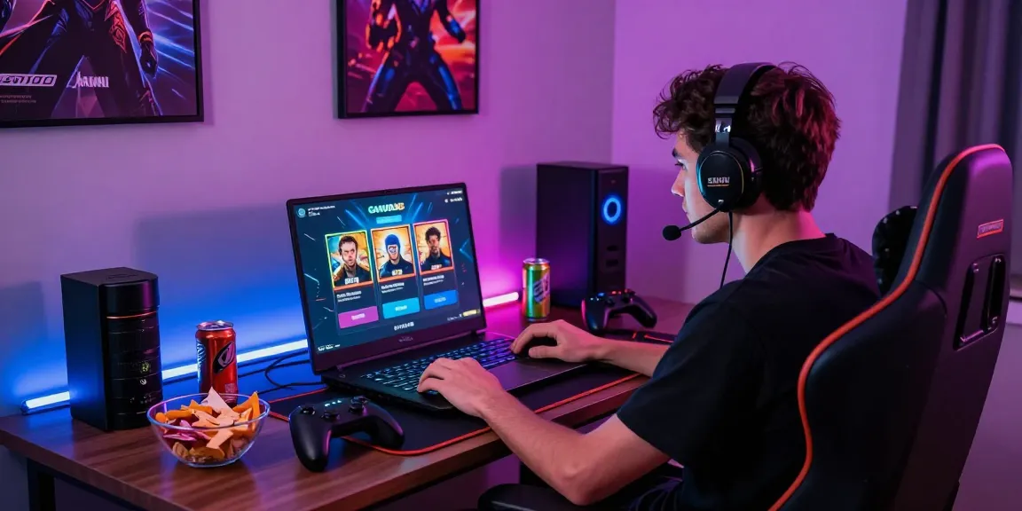 Engaged player using GARUDA303 slot platform at home with dynamic lights.