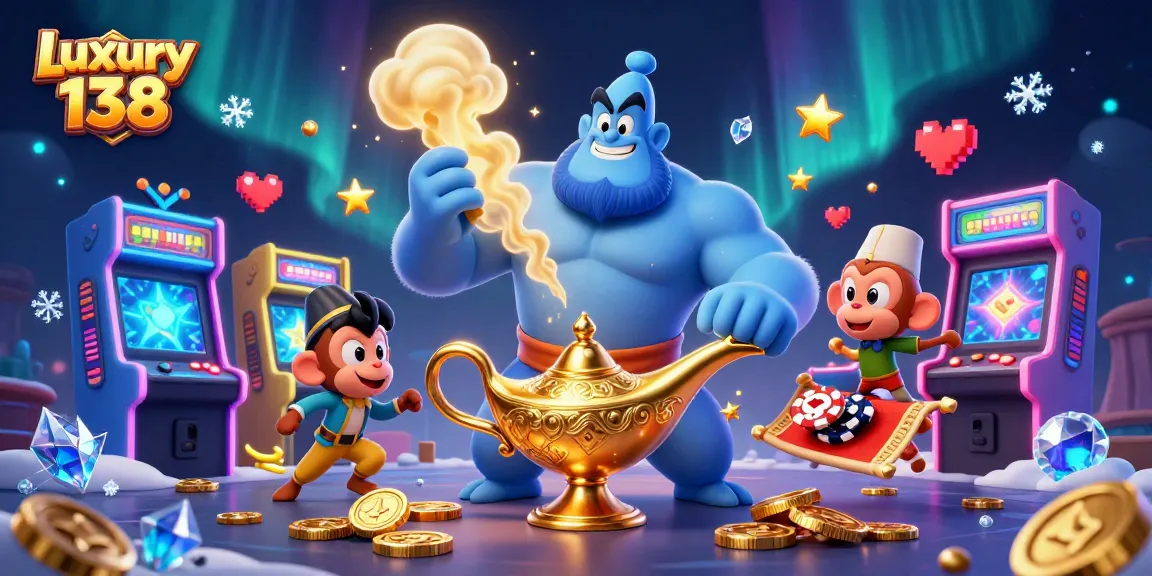Experience Luxury 138's magical casino world with energetic characters and vibrant gaming elements.