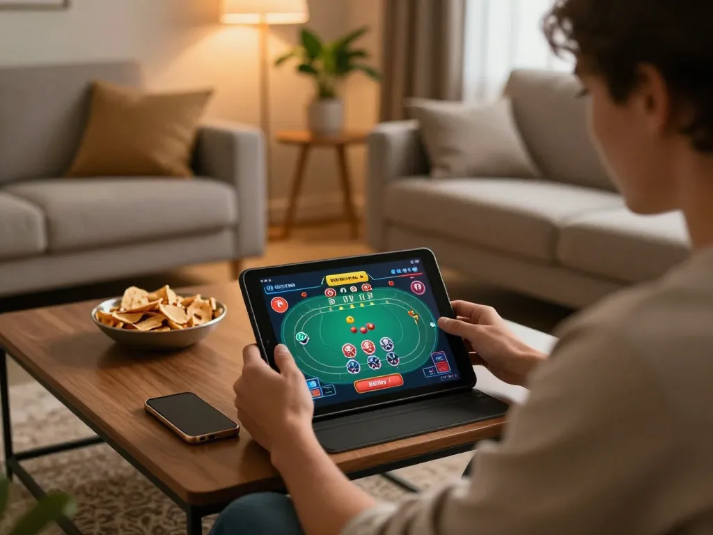 Play poker online at da88 with engaging interface, personal home setup, and cozy atmosphere.