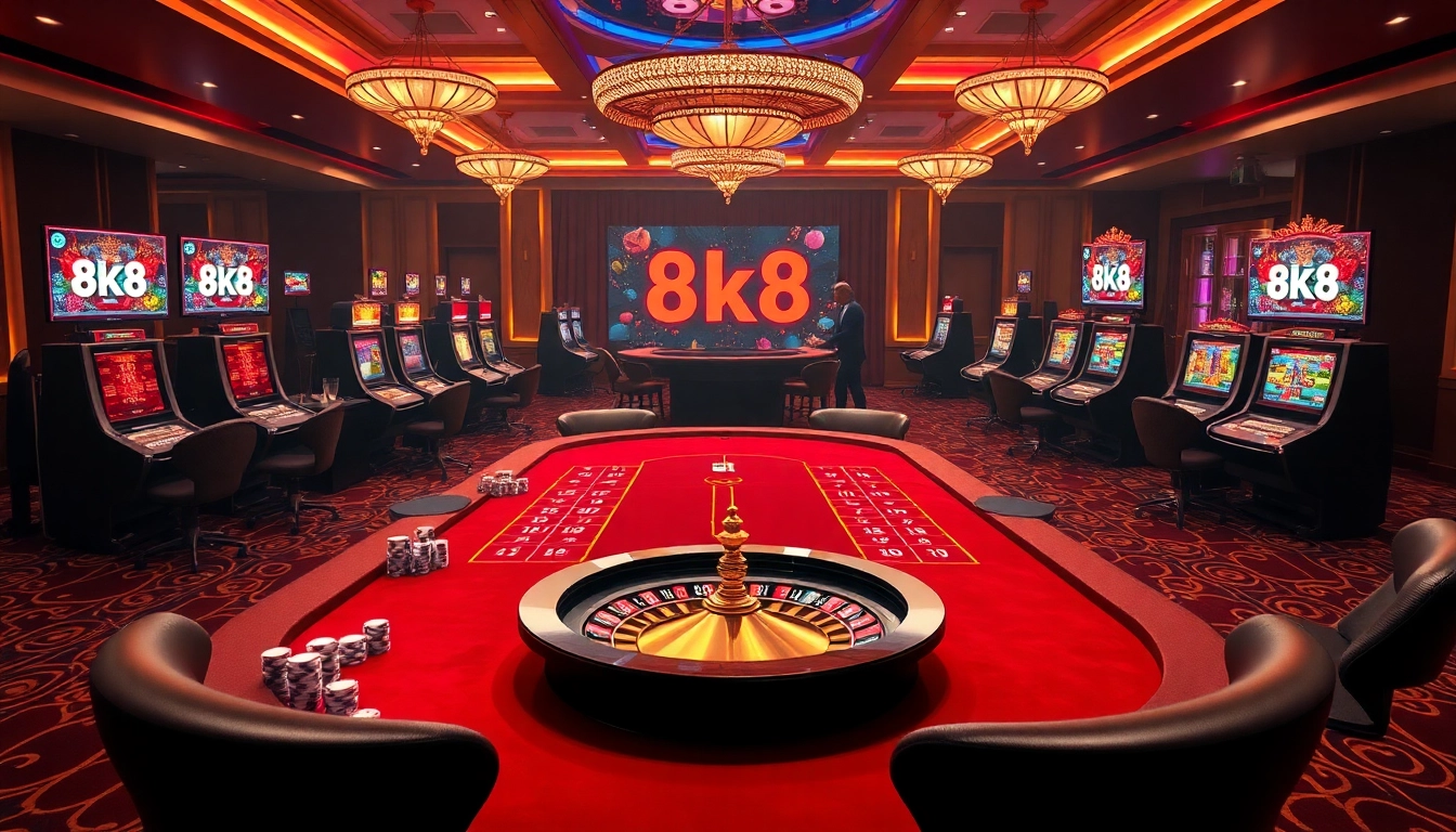 Experience the thrill of 8k8 at a luxurious casino gaming table with exciting games and rich visuals.