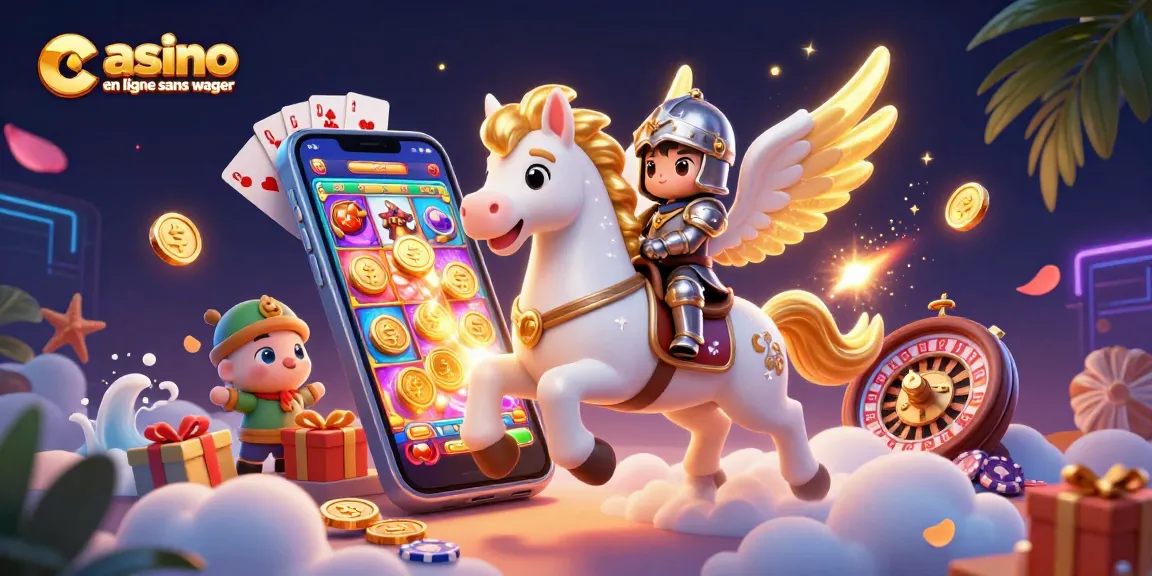 Découvrez un jeu excitant de casino en ligne sans wager avec des éléments de jeux et un cheval céleste.