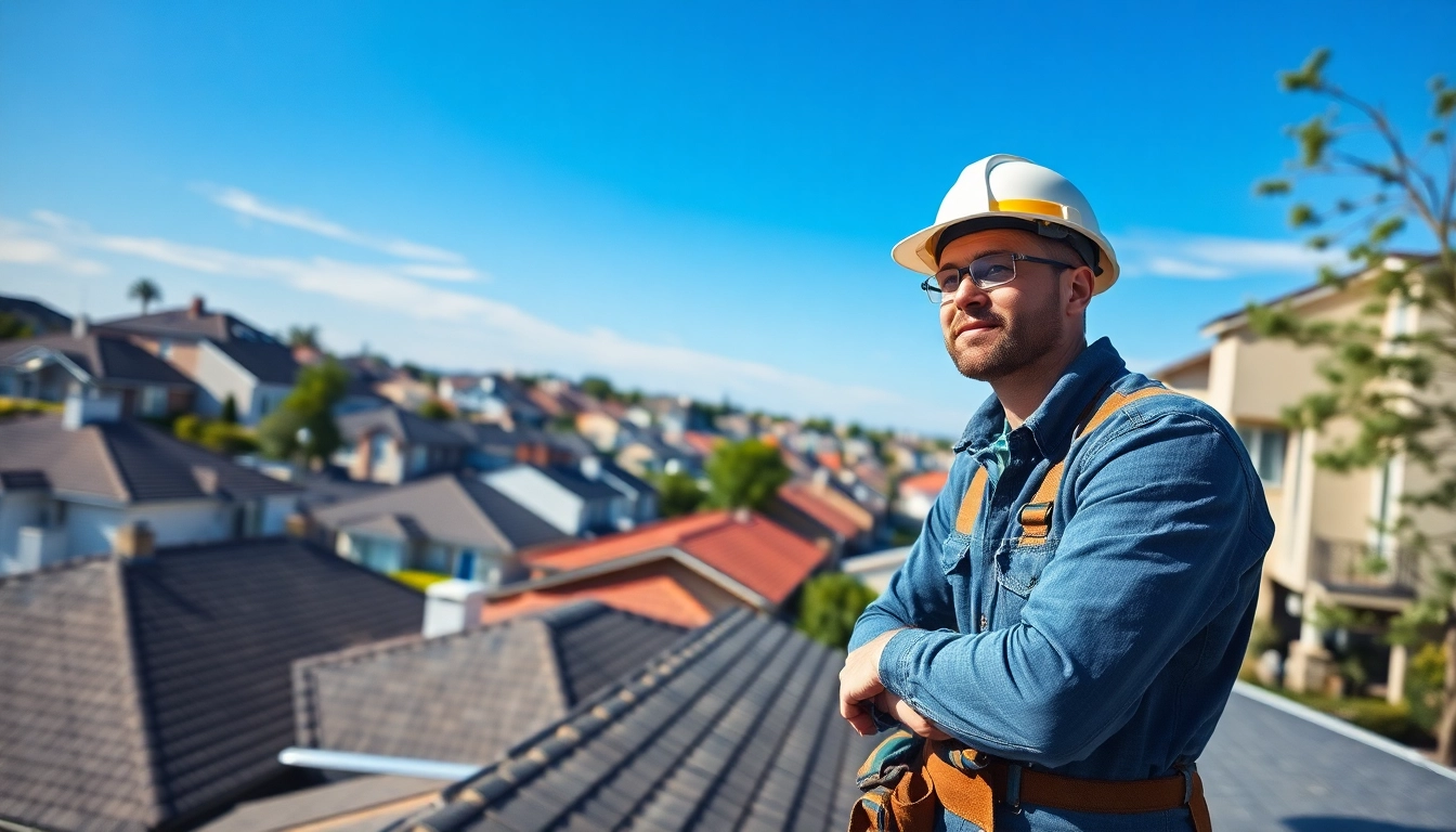 Roofing contractor meticulously inspecting a residential roof, ensuring top-notch service and quality.