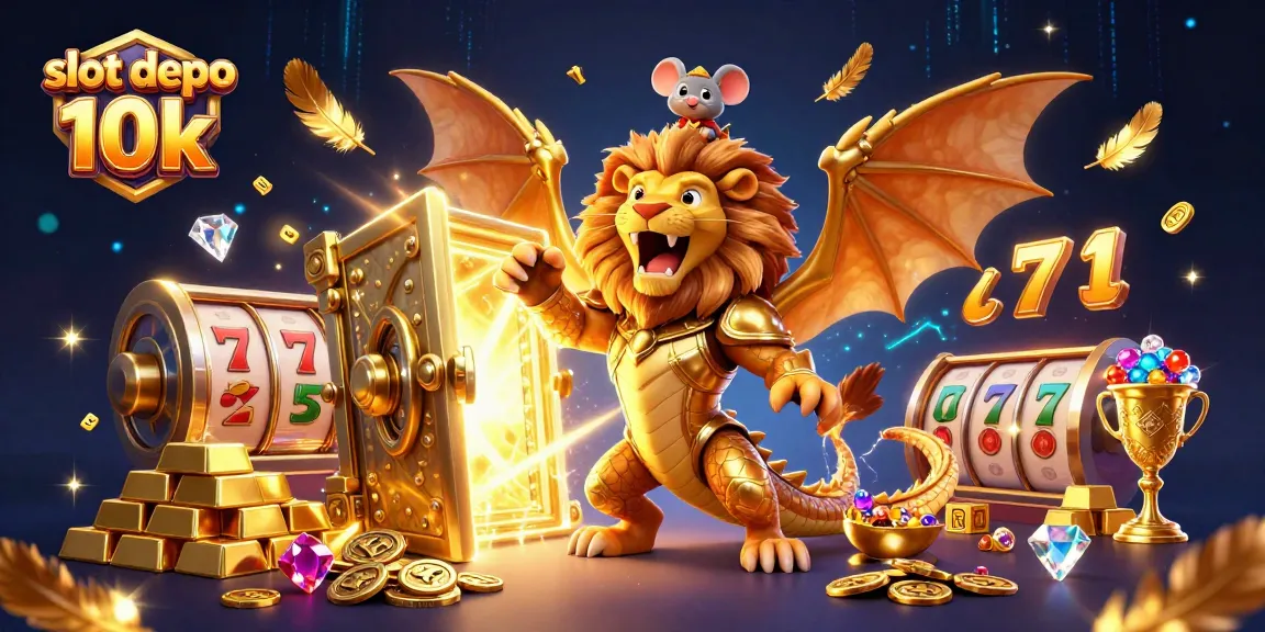 Engage with slot depo 10k featuring a 3D chimera and treasure in a vibrant casino scene