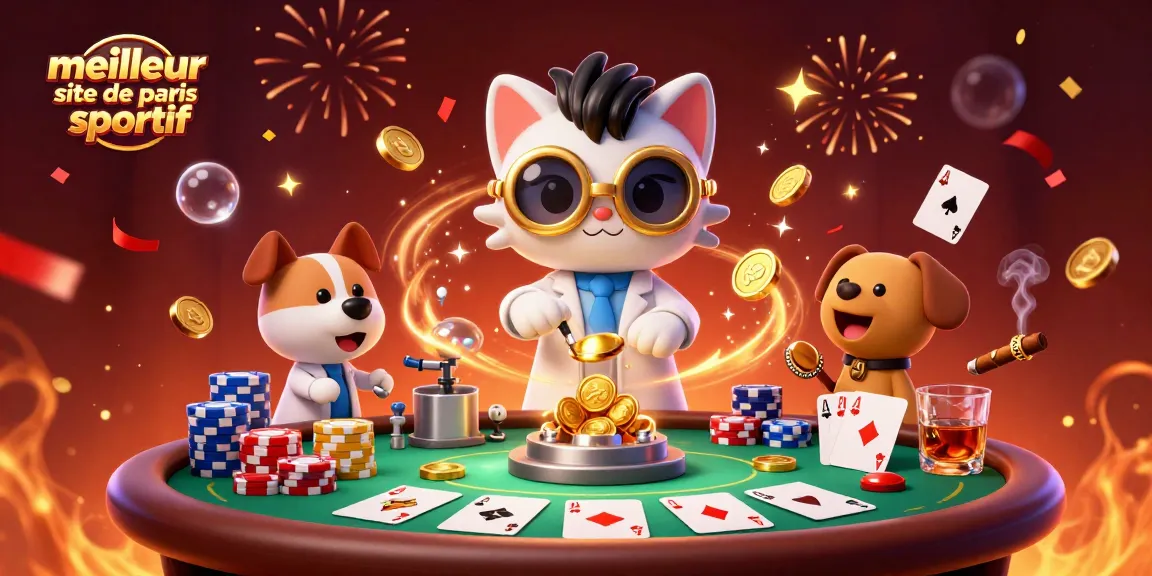 Pariez sur le meilleur site de paris sportif avec une illustration dynamique de casino pleine de jeux et d'énergie.