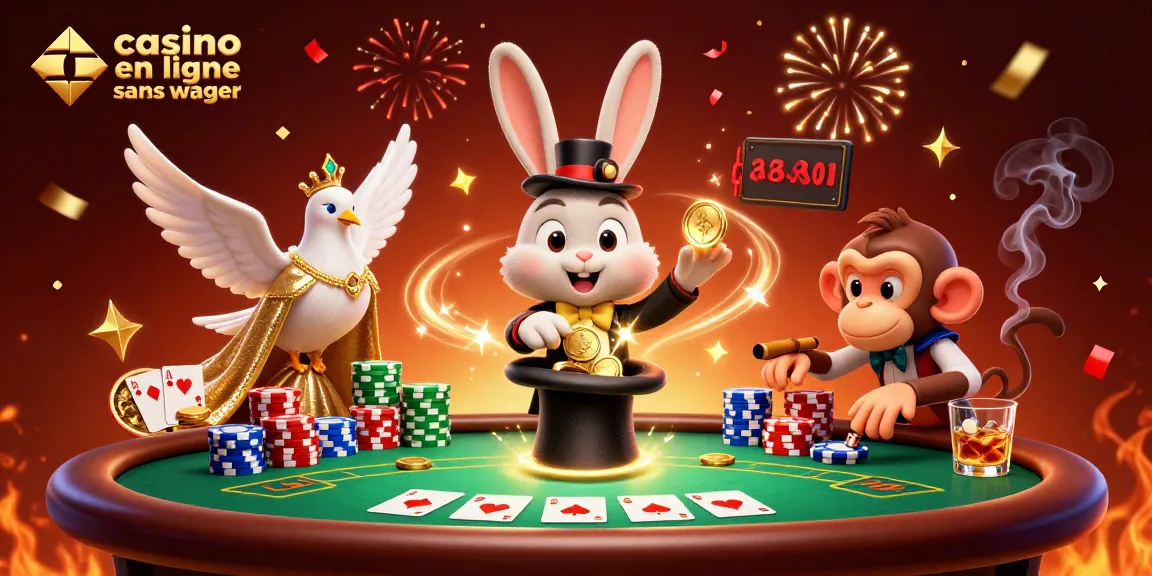 Illustrez vos gains sur les casinos en ligne sans wager avec des personnages captivants et des éléments de jeu festifs.