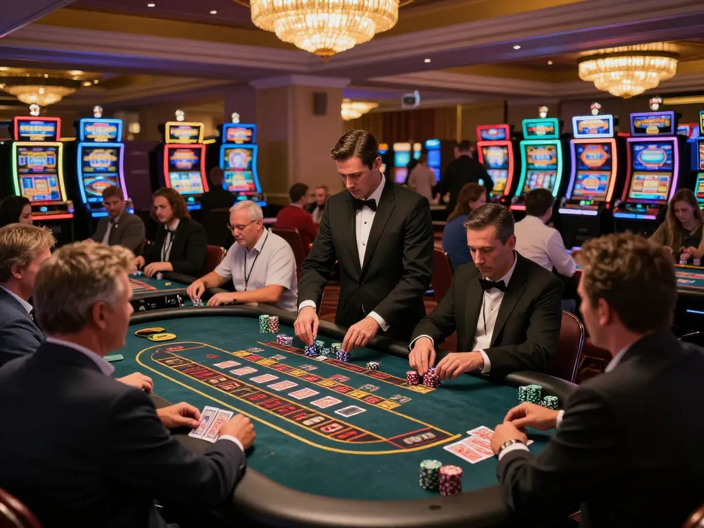 Players engaging intensely at the casino with giường bệnh nhân visible in the background, showcasing excitement in gaming.