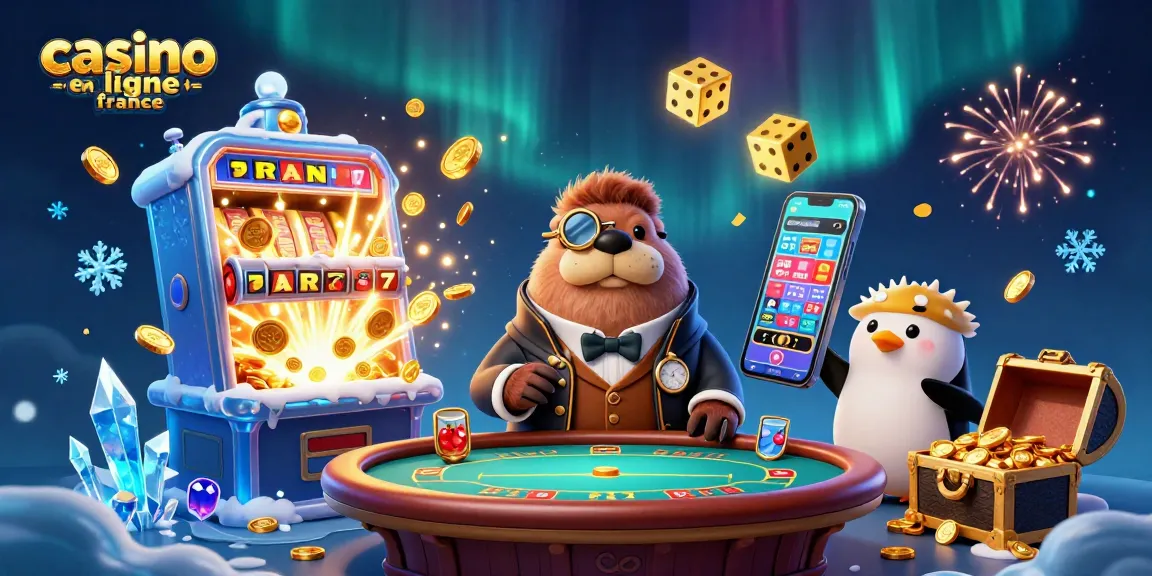 Découvrez le casino en ligne France dans une scène dynamique avec des personnages marins blaguant autour d'une table de poker.