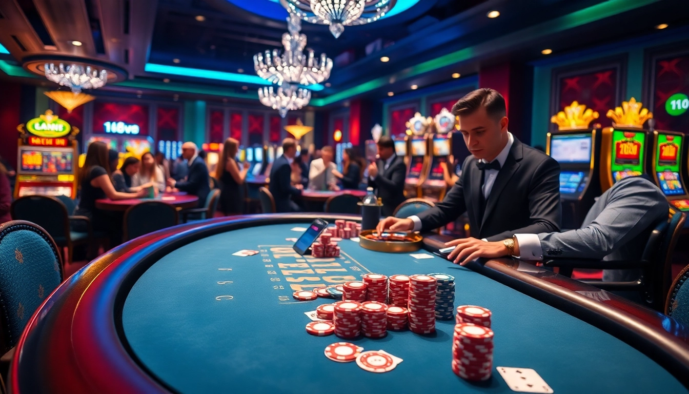 Experience the thrill of gambling with 168vn at a luxurious casino table filled with excitement.
