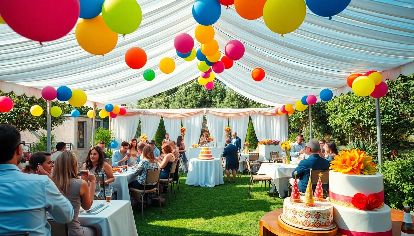 Find Party Rentals Near Me for your outdoor celebration with colorful tents and festive decor.