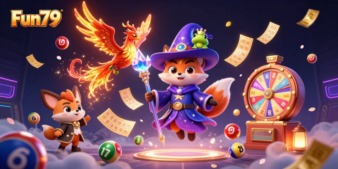 Catch thrilling gameplay at Fun79 with mystical wizard fox, phoenix, and exciting casino elements.