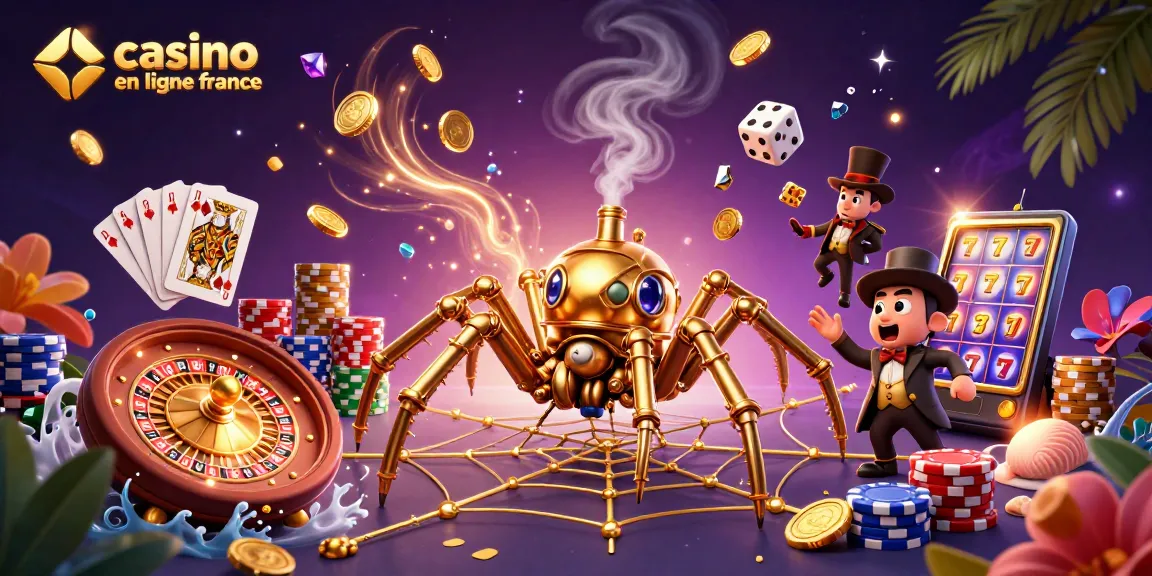 Illustration captivante représentant un casino en ligne France avec des éléments ludiques et dynamiques.