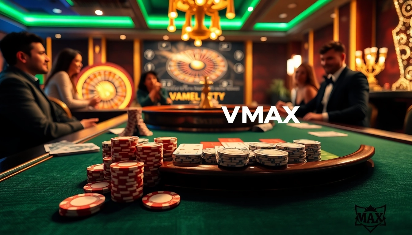 VMAX table games in a luxurious casino setting showcasing excitement and professionalism.