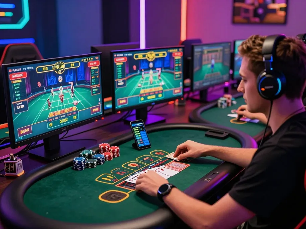 Engaging baccarat gaming setup showcasing the excitement of 바카라사이트 in a modern home environment.