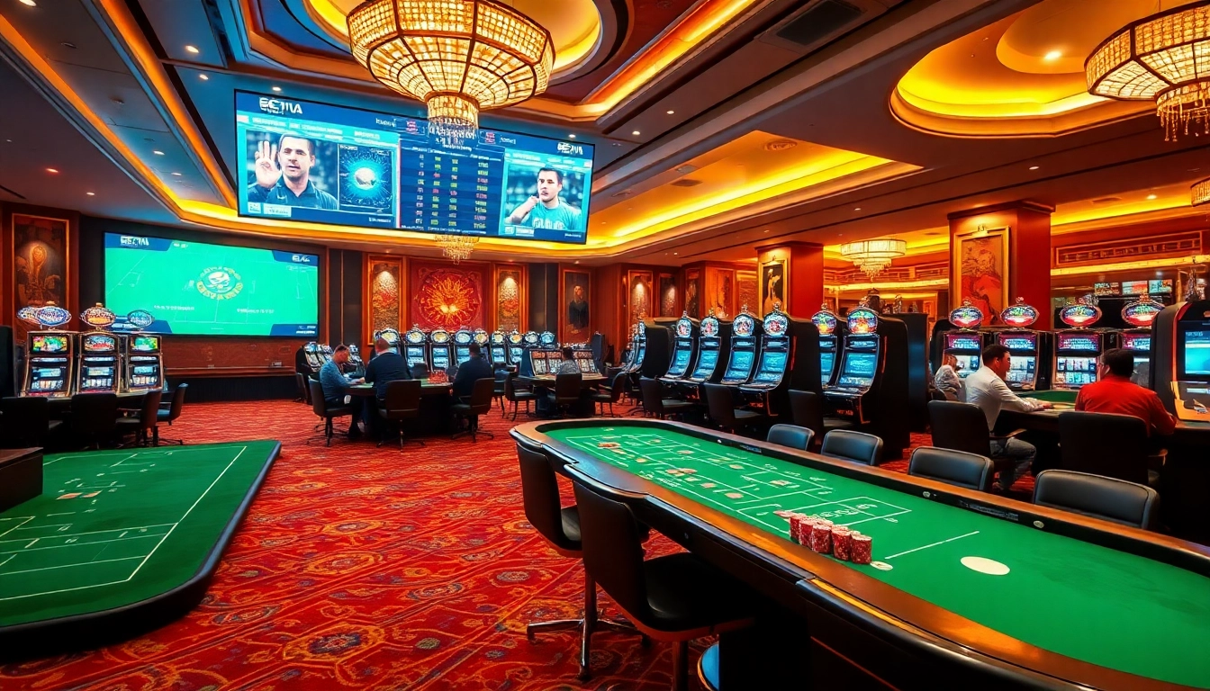 Experience direct football betting in action at a luxurious casino interface showcasing live games.