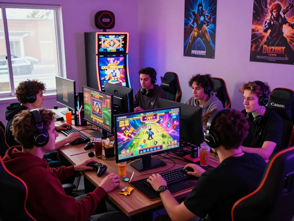 Exciting online gaming atmosphere with friends enjoying autowin88 together in a vibrant setting.