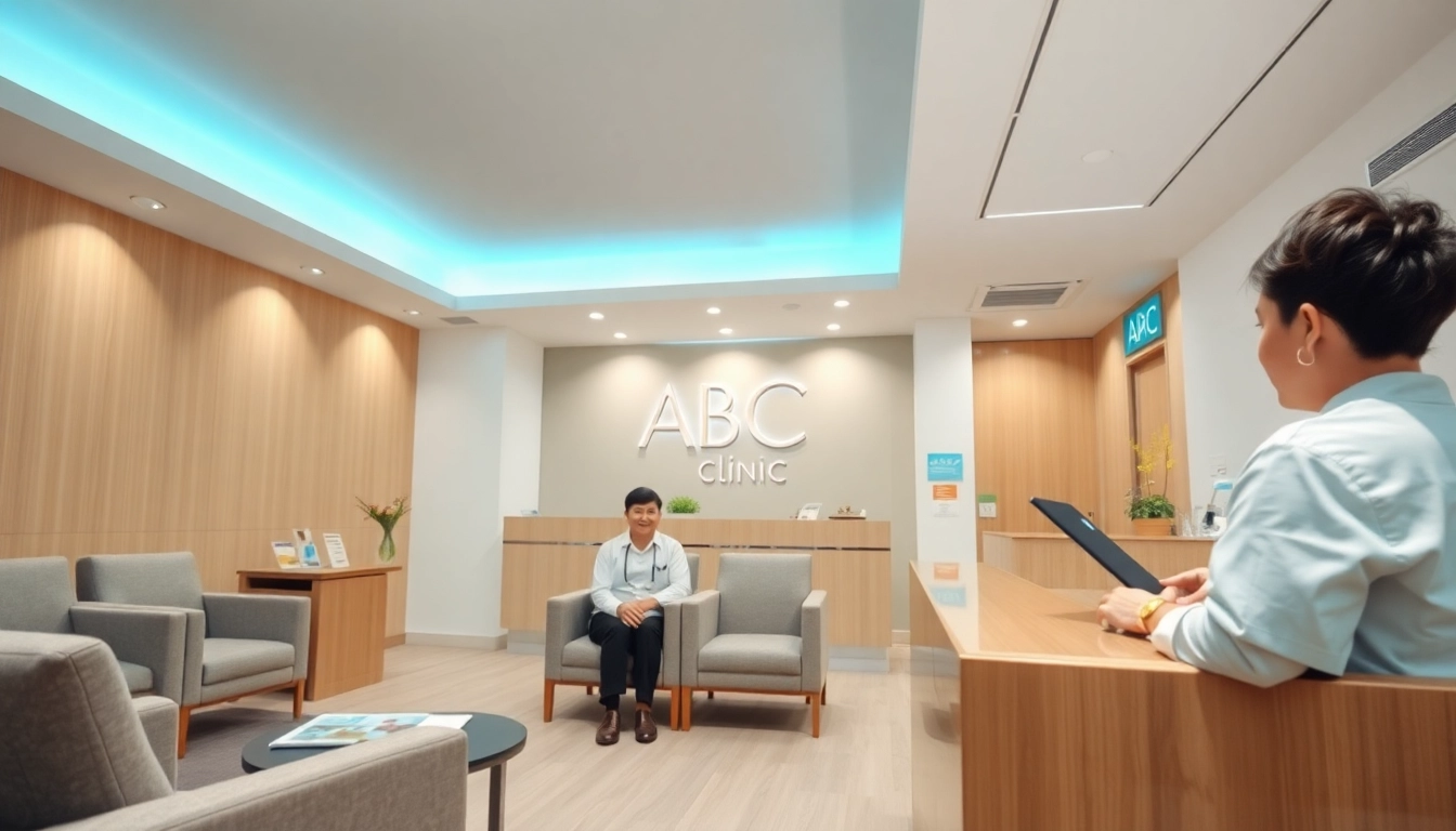 ABCクリニックの口コミ・評判を紹介する画像。歓迎的な受付エリアと専門的な雰囲気を映した光景