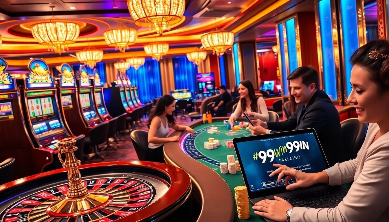 Engage in excitement with the 99WIN casino experience featuring vibrant slot machines and interactive gaming tables.
