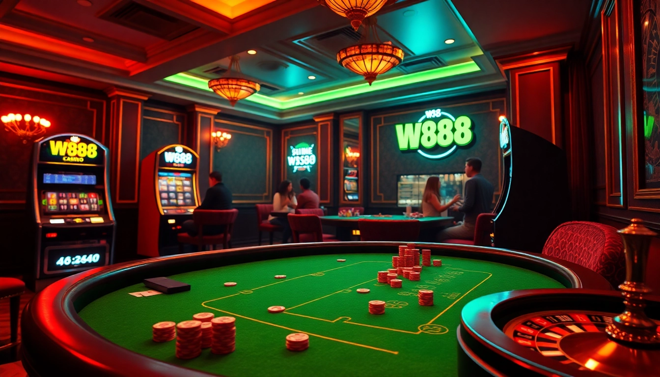 Engage in thrilling gaming experiences at WW88 online casino with vibrant tables and slot machines.