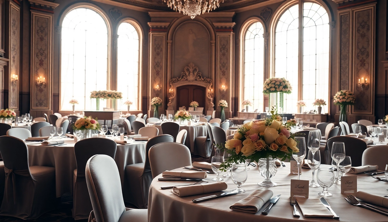 Wedding Event Space Jacksonville featuring elegant table setups and natural lighting.