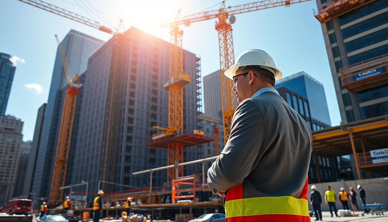 Manhattan Construction Manager leading a dynamic urban construction team on-site.