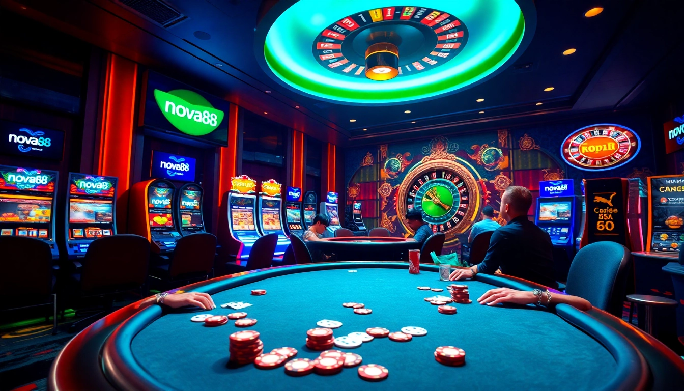 Experience the thrill of nova88 at an exciting poker game featuring dynamic action and colorful slot machines.